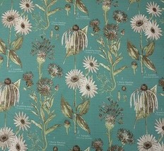 An item in the Crafts category: FLORAL LATIN SPECIES GLACIER BLUE AQUA MULTIPURPOSE FABRIC BY THE YARD 54"W