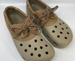 Crocs Islander Pitcrew Boat Shoes Clogs Brown Tan Leather Men&#39;s Size 13 ... - £27.74 GBP
