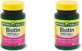 Spring Health Spring Valley Biotin 1000 Mcg 300 (2x150) Softgels for Healthy Ski - £25.51 GBP