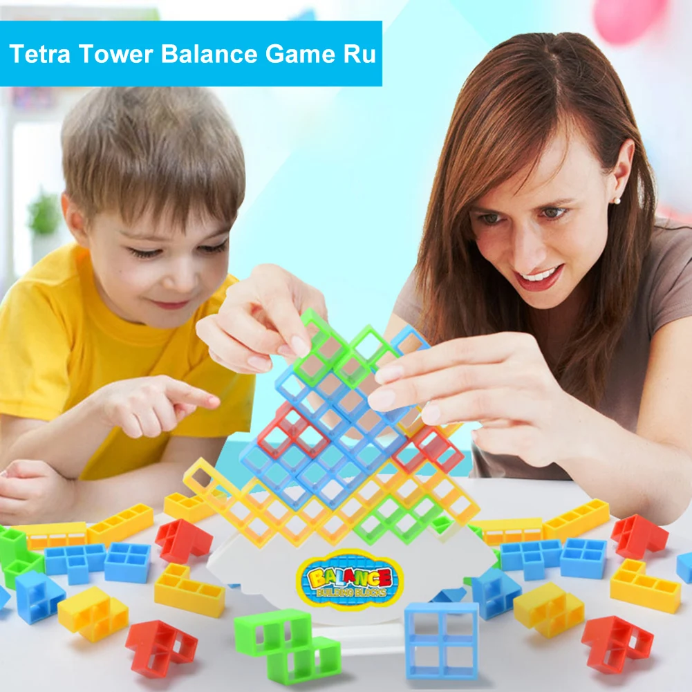 16-48 Blocks Building Block Brick Toy Balance Stacked Tetra Tower Game Swing - £12.70 GBP+