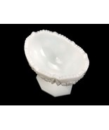 Kemple Milk Glass 4 1/2&quot; Footed Bowl, Toltec Pattern, 8-sided Pedestal Base - $24.45
