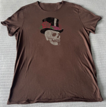 John Varvatos Men&#39;s Short Sleeve Top Hat Skull Roses Graphic T-Shirt Moc... - £33.95 GBP