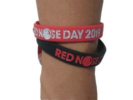 Ribbon Bracelet Motivational Wristbands- Red Nose Day 2019 Pair 2 Red Bl... - £5.50 GBP