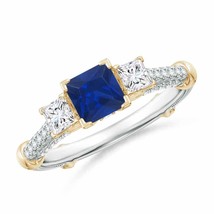 ANGARA Vintage Inspired Square Sapphire Criss-Cross Motif Ring - £2,292.54 GBP