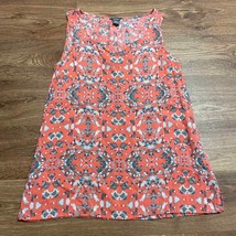 Eddie Bauer Orange Gray Speckled Tank Top Blouse V Neck Size XS Extra Small - £7.91 GBP