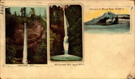 Rare Udb MULTI-VIEW POSTCARD-LOTOURELLE &amp; Multnomah Falls &amp; Mt Hood Summit BK66 - £6.18 GBP