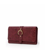 Time And Tru Women&#39;s Piper Filemaster Wallet Clutch Oxblood Snap Closure - £12.11 GBP