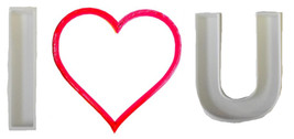 I Heart U Love You Valentines Day Anniversary Set Of 3 Cookie Cutters USA PR1185 - £3.97 GBP