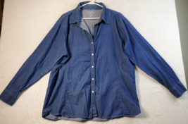 Lee Riders Shirt Womens Size 2XL Blue 100% Cotton Long Sleeve Collar Button Down - £10.18 GBP