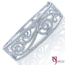 2.80 Ct Diamond Bangle Hinged Women&#39;s Bracelet Art Deco 14k White Gold - £11,442.08 GBP