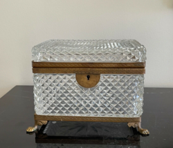 Vintage Large French Baccarat Cut Glass Ormolu Bronze Casket Box - $890.01