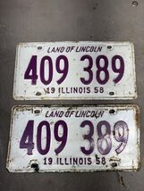 1958 Illinois Car Truck Chevy Impala License Plates Set Pair Dodge Ford ... - $26.85