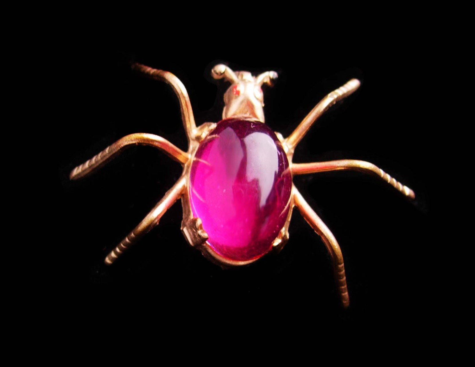 Primary image for Vintage Jelly Belly Spider brooch / Halloween brooch / pink spider / insect bug 
