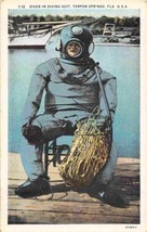 Diver Diving Suit Sponge Basket Tarpon Springs Florida 1930s postcard - £5.43 GBP