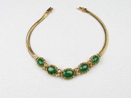 **ESTATE 14K YELLOW GOLD DIAMOND JADE BRACELET 4PTS 6.25&quot; 5.0 GRAMS - $2,413.72 CAD