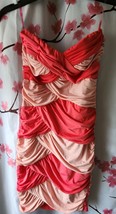 NIP Women&#39;s Katia Sweetheart Strapless Coral Peach Two Tone Ruched Dress... - £31.85 GBP