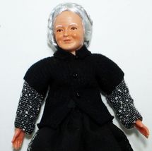 Victorian Granny Doll 11 1357 Blk Cardigan Caco Flexible Dollhouse Miniature - £31.29 GBP