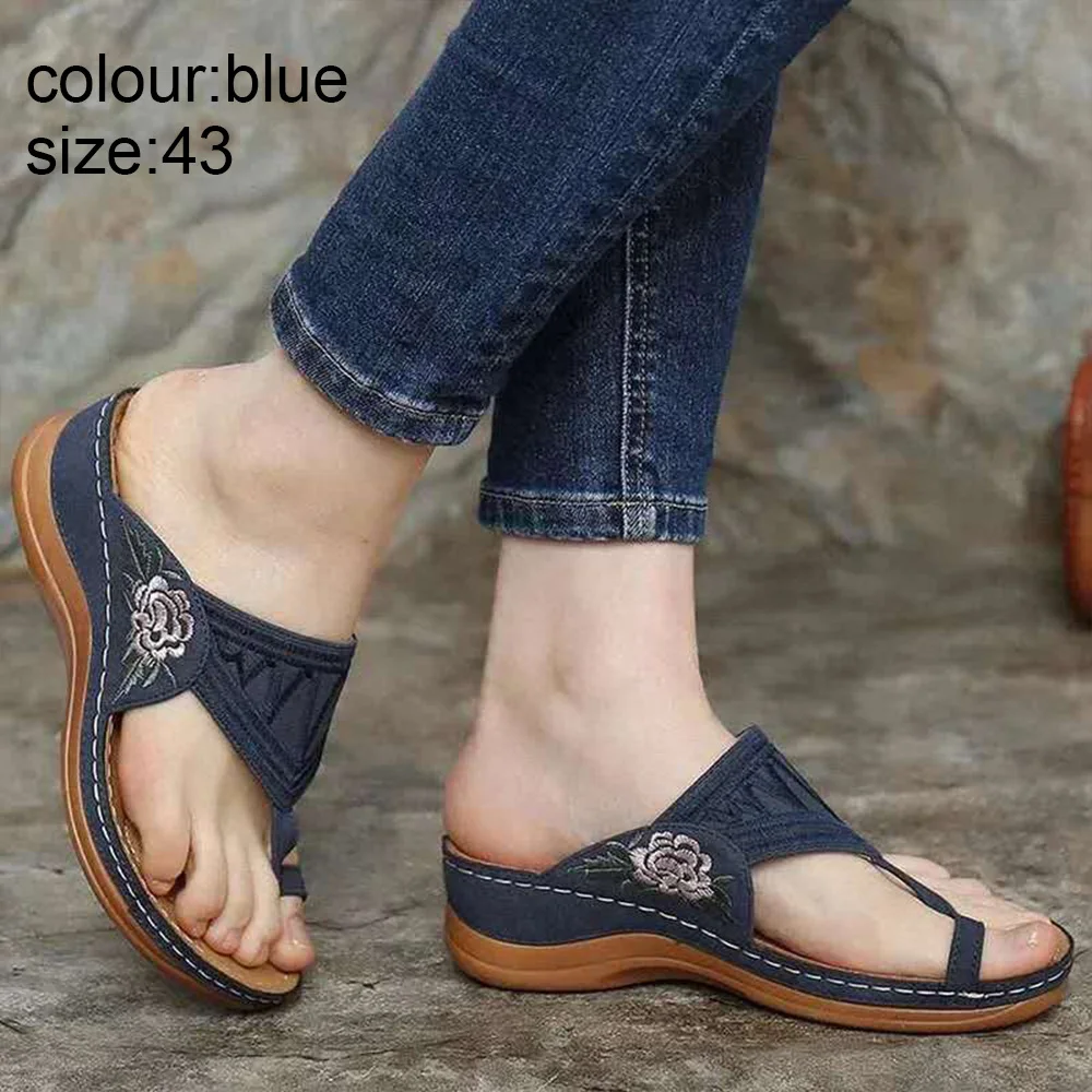 Embroidery Orthopedic Comfy Flip Flop Sandals for Women 3-arch Support Reduces P - £122.68 GBP