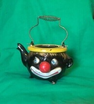 Old Thames Pottery Hobo Black Clown Teapot Crude Primitive Painting Wire Handle - £14.41 GBP