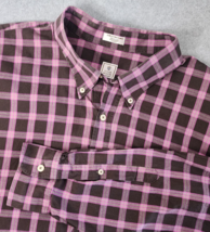 Peter Millar Mens Button Down Shirt Size XXL Pink Brown Plaid Long Sleeves - $24.99