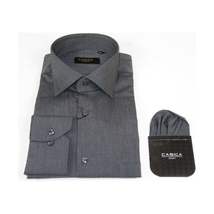 Men's Shirt Hankie CASILA Turkey Cotton Blend 501770-06 Charcoal Oxford Texture image 4