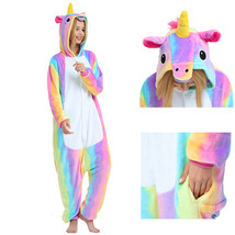 Adult Kigurumi Animal Onesies Jumpsuit Costume Pajamas Colorful Unicorn - £19.17 GBP