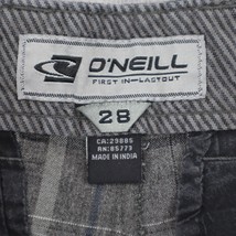 O Neill Shorts Mens 28 Gray Plaid Chambray Flat Front First in Last Out Bottoms - £17.79 GBP