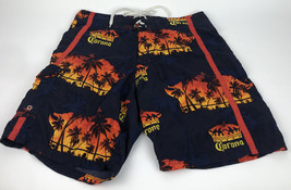 Corona Summer surf Swim Trunks ShortsBlue Palm Tree Graphic Beer Surf -Very Rare - £21.50 GBP