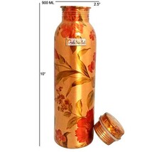 Prisha India Craft Copper Bottle, Digital Printed Flower Design, Capacit... - £34.04 GBP