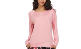 Flora by Flora Nikrooz Womens Solid Pajama Top Only,1-Piece,Dark Pink Size S - £49.61 GBP