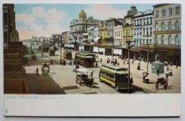 New Orleans LA Busy Canal Street With Trolley Tuck Series 2108 Postcard F41 - £7.68 GBP