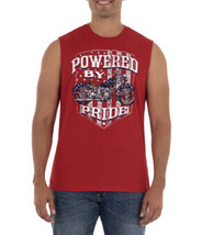 Powered By Pride Motorcycle Flag Red White Tank Top USA Pride Men’s 2XL 50-52 - £8.03 GBP