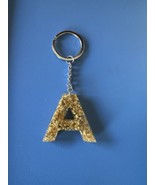 Glitter Resin Letter A Keychain Clear Resin with Gold Glitter - $11.17 CAD