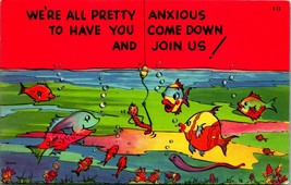 Comic Fish Anxious For You To Show Come Join card E8 - £4.96 GBP