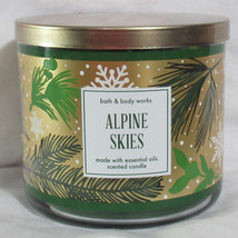 Bath &amp; Body Works 3-wick 14.5 oz Jar Scented Candle ALPINE SKIES w/ ess oils - £30.78 GBP