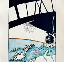 1932 North Sea Biplane Van Loon Interpretive Art Print Lithograph Antique - £20.87 GBP
