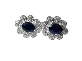 Natural Sapphire Cufflinks For Men Blue Tuxedo Engagement cufflinks 6x8 mm oval - £48.85 GBP