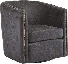 Signature Design By Ashley Brentlow Tufted Barrel Accent, Distressed Black - £430.86 GBP