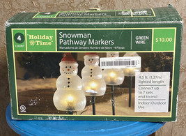 Holiday Time Christmas Lighted Plastic Blowmold Snowman Path Markers - £15.06 GBP