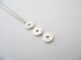 Tiffany Co Silver 1837 Triple Drop Circle Dangle Dangling Pendant Neckla... - £232.98 GBP