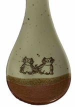 Vintage Cat Spoon Rest-Neutral Color Stoneware Two Cats Spoon rest - $11.30