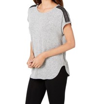 allbrand365 designer Womens Soft Knit Metallic Trim Pajama Top Only,1-Pi... - £19.49 GBP