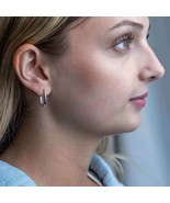 Sterling Silver Oval Huggie Hoops 12x19mm - $65.58 CAD