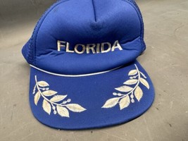 Vintage 80s Trucker Hat Florida Tourism Mesh Snapback Navy USS Olive Bra... - $23.17
