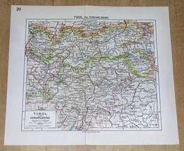 1938 Original Vintage Map Of Tyrol Tirol Vorarlberg Kärnten Carinthia Austria - £13.65 GBP