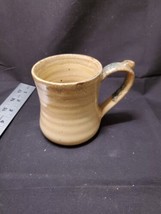 Handcrafted Studio Pottery Ed Schrock Mug - Cream / Ivory Blue Accent - $11.78