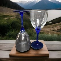 Libbey Domaine Blue Stemmed Water Wine Glasses Contemporary Set of 2 - $241.39 MXN