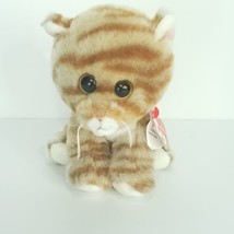 Ty Beanie Babies Cleo The Orange Tabby Cat Cat 6&quot; Plush Stuffed Bent Hang Tag - £23.65 GBP