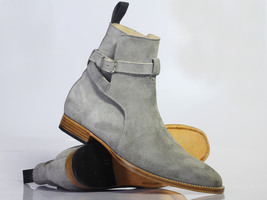 Handmade Men&#39;s Gray Suede Jodhpur Boots, Men Ankle Boots, Men Designer Boots - £127.88 GBP+