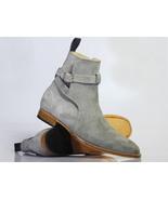 Handmade Men's Gray Suede Jodhpur Boots, Men Ankle Boots, Men Designer Boots - £127.59 GBP - £167.47 GBP